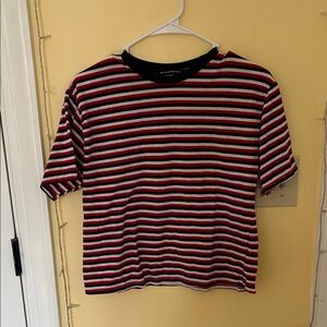 Brandy Melville Red and Blue Striped Tee